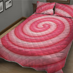 Pink Swirl Lollipop Print Quilt Bed Set