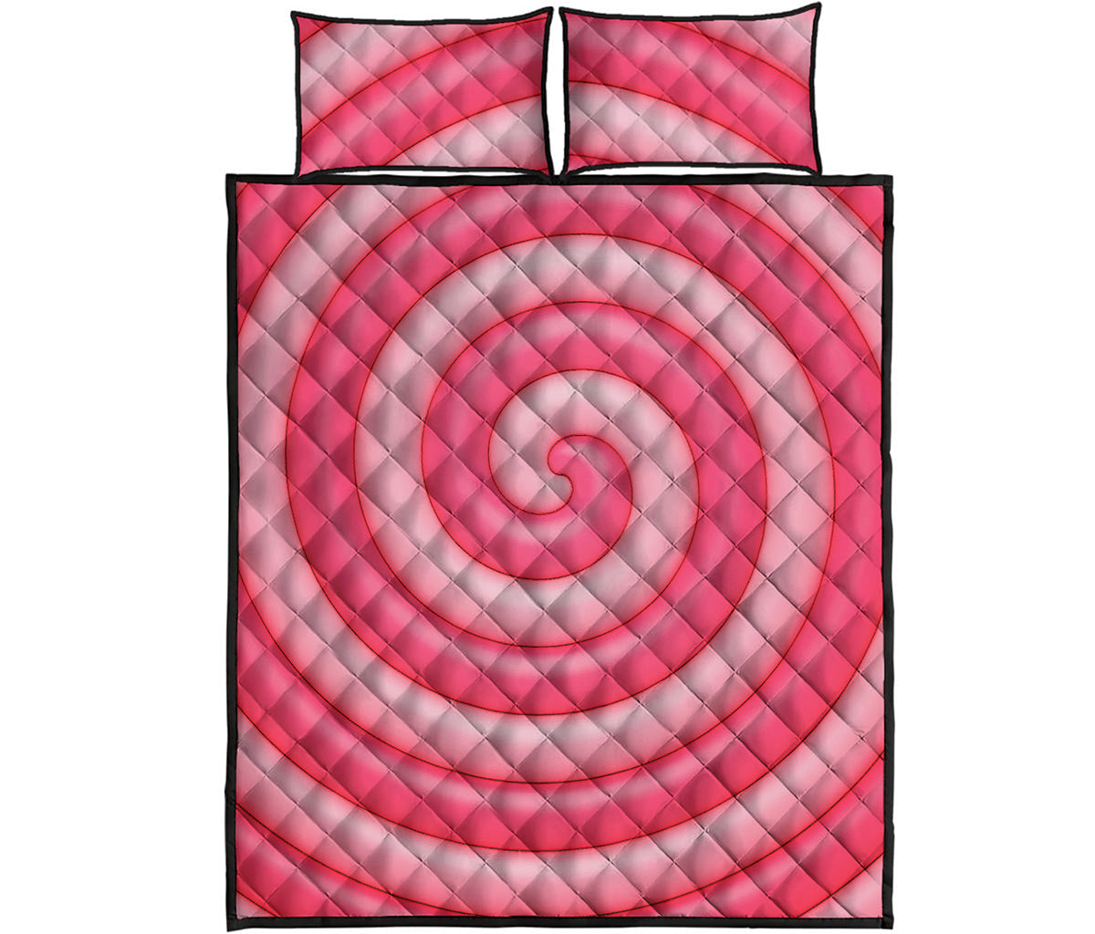 Pink Swirl Lollipop Print Quilt Bed Set