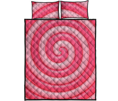 Pink Swirl Lollipop Print Quilt Bed Set