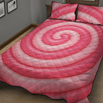 Pink Swirl Lollipop Print Quilt Bed Set