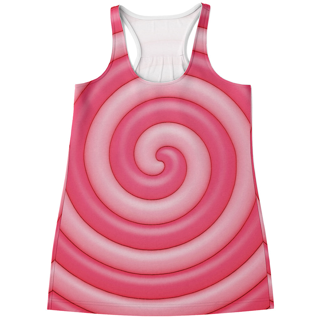 Pink Swirl Lollipop Print Women's Racerback Tank Top
