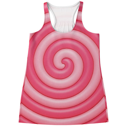 Pink Swirl Lollipop Print Women's Racerback Tank Top