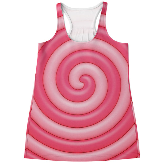Pink Swirl Lollipop Print Women's Racerback Tank Top