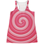 Pink Swirl Lollipop Print Women's Racerback Tank Top