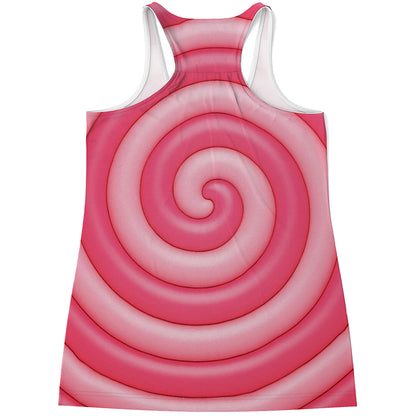 Pink Swirl Lollipop Print Women's Racerback Tank Top