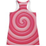 Pink Swirl Lollipop Print Women's Racerback Tank Top