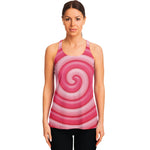 Pink Swirl Lollipop Print Women's Racerback Tank Top