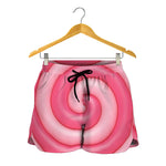 Pink Swirl Lollipop Print Women's Shorts