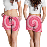Pink Swirl Lollipop Print Women's Shorts