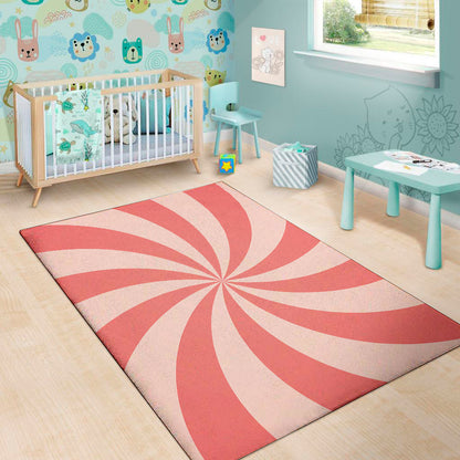 Pink Swirl Print Area Rug