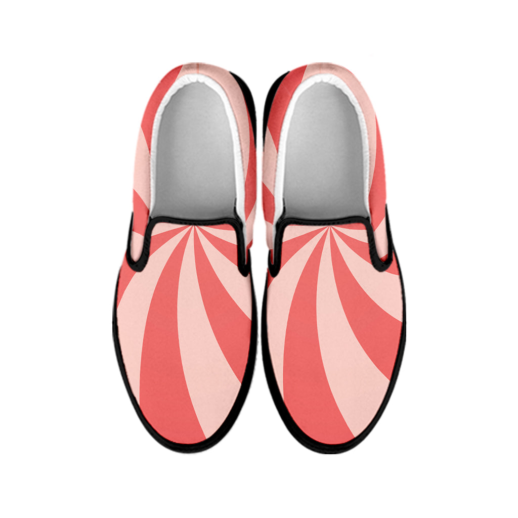 Pink Swirl Print Black Slip On Shoes