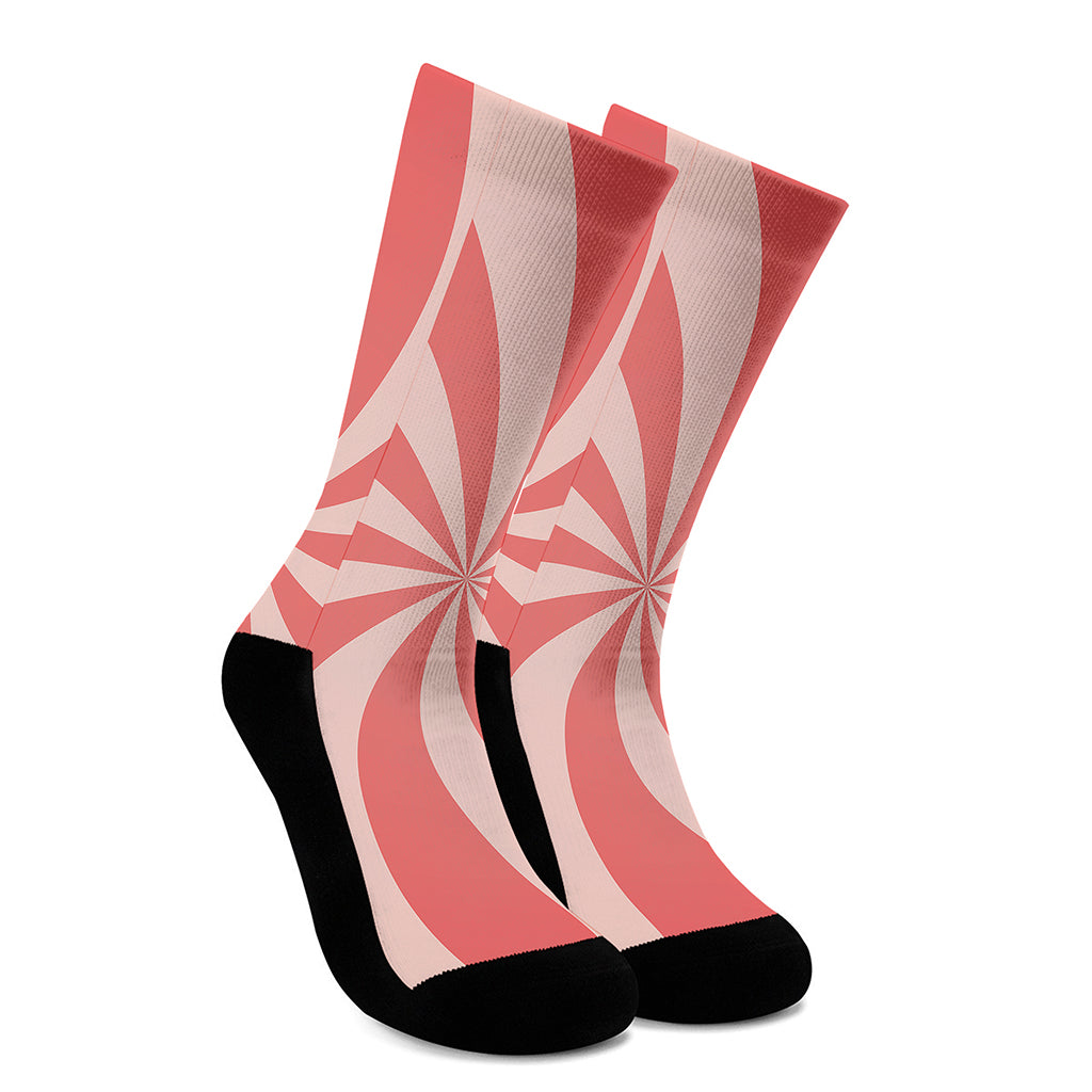 Pink Swirl Print Crew Socks