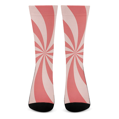 Pink Swirl Print Crew Socks