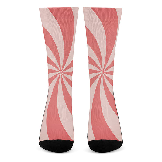 Pink Swirl Print Crew Socks