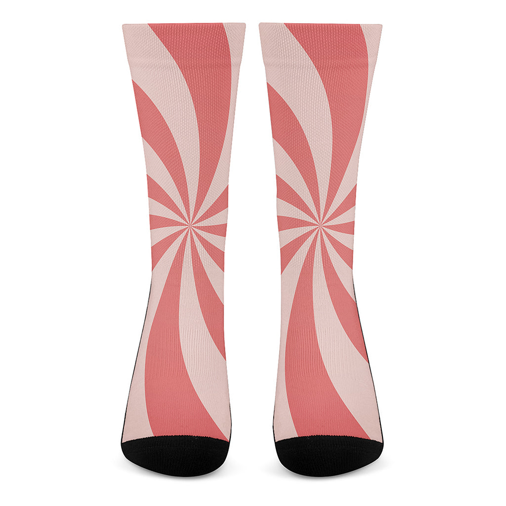 Pink Swirl Print Crew Socks