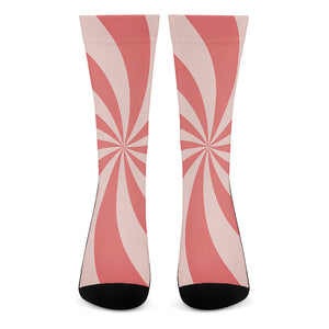 Pink Swirl Print Crew Socks