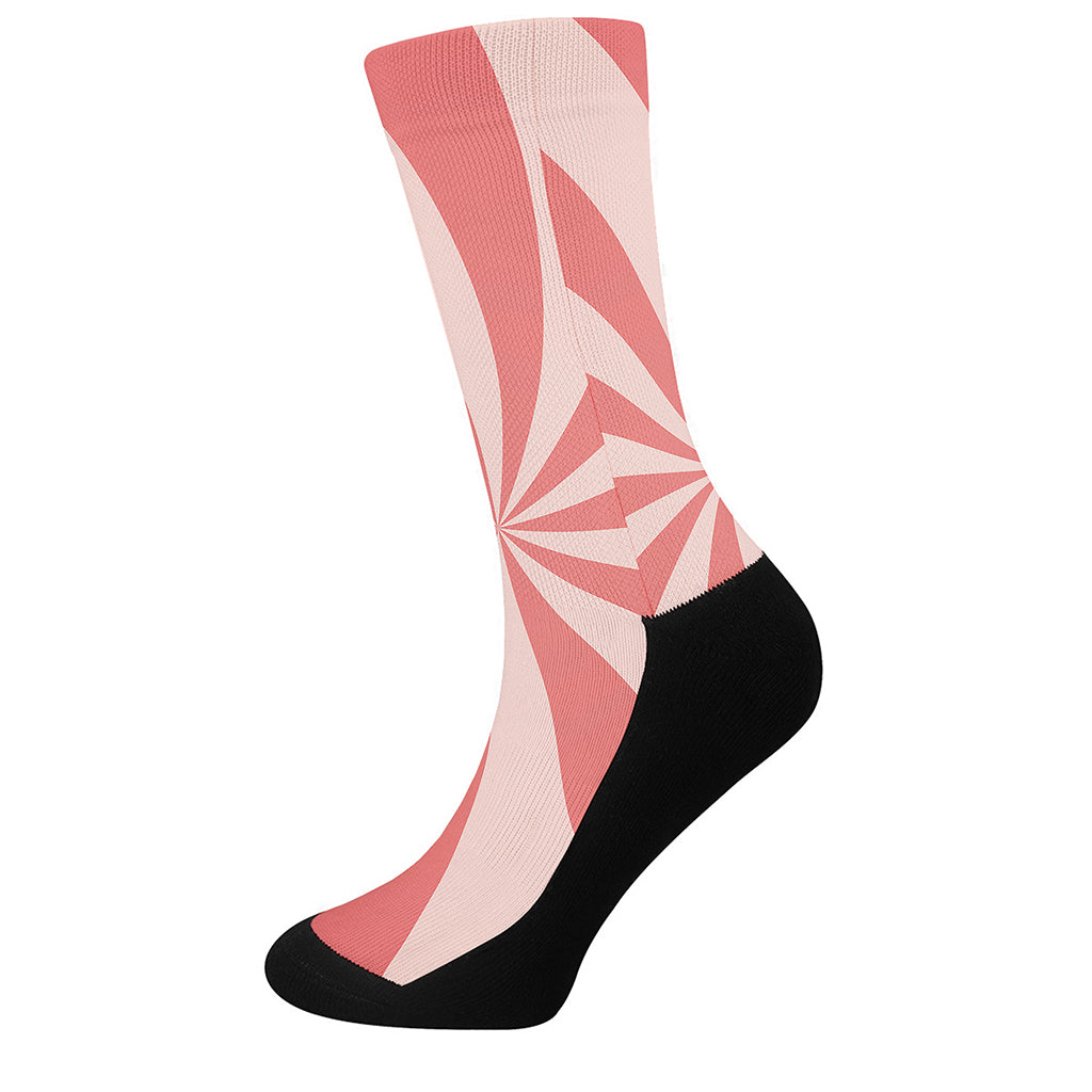 Pink Swirl Print Crew Socks