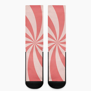 Pink Swirl Print Crew Socks