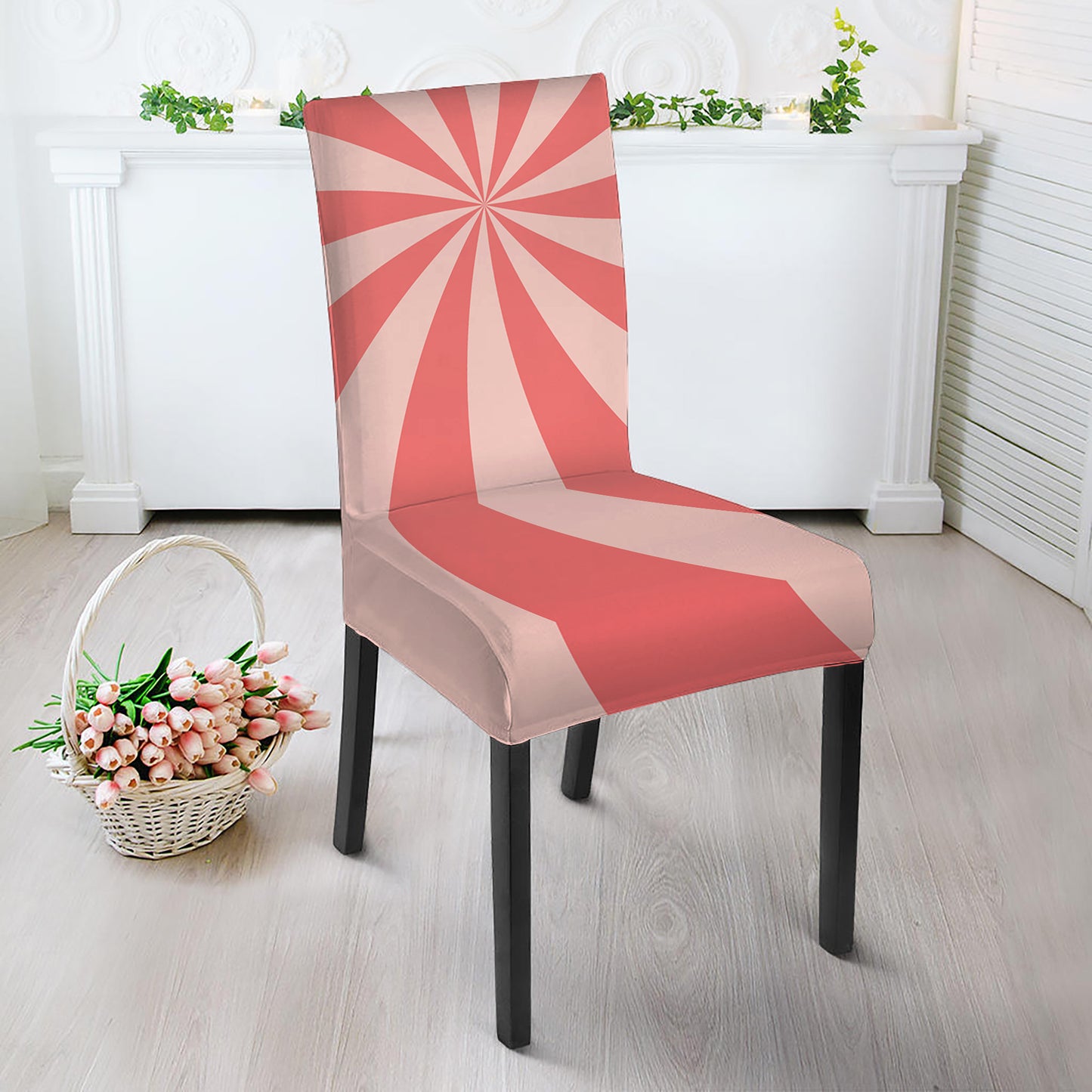 Pink Swirl Print Dining Chair Slipcover