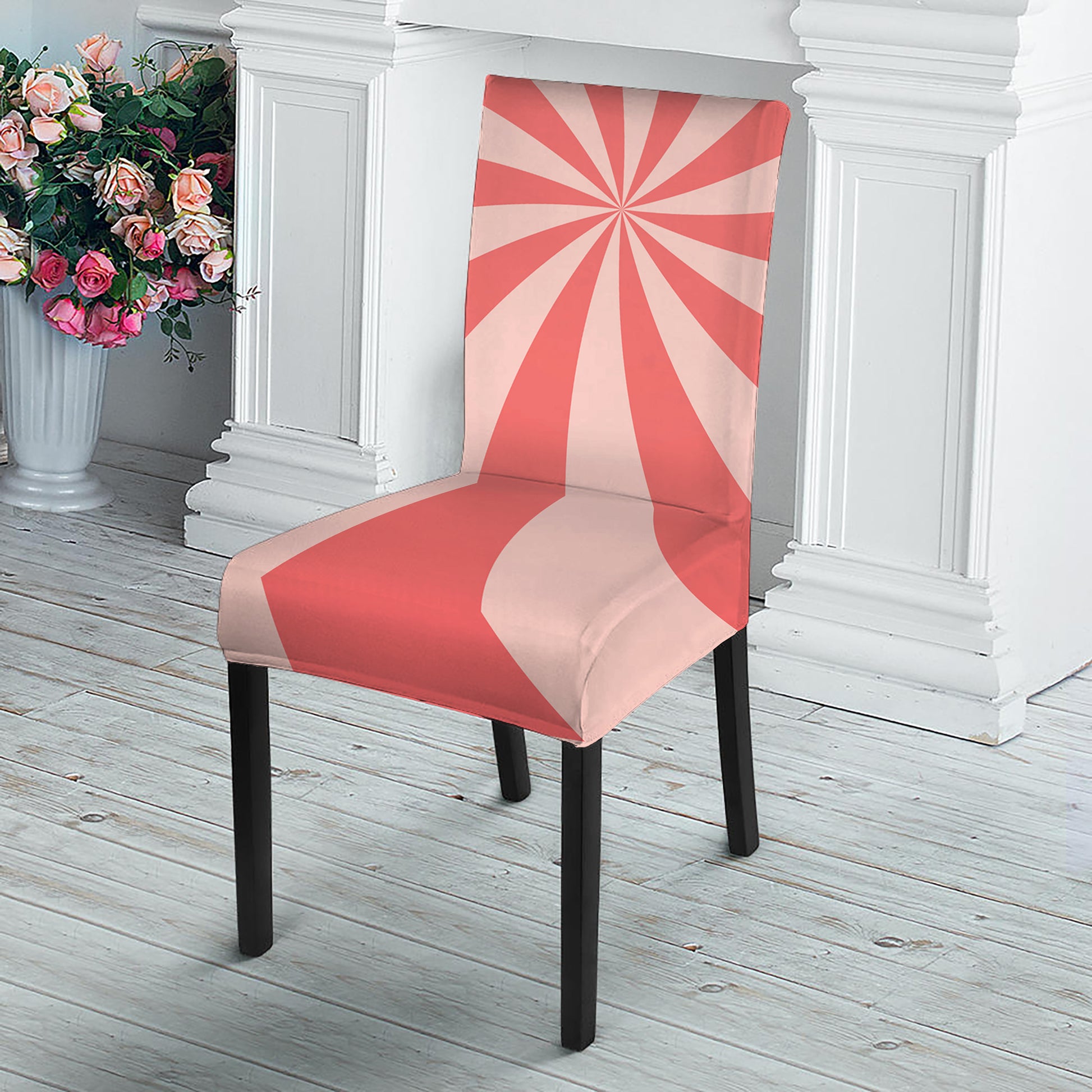 Pink Swirl Print Dining Chair Slipcover