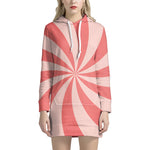 Pink Swirl Print Hoodie Dress