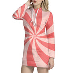 Pink Swirl Print Hoodie Dress
