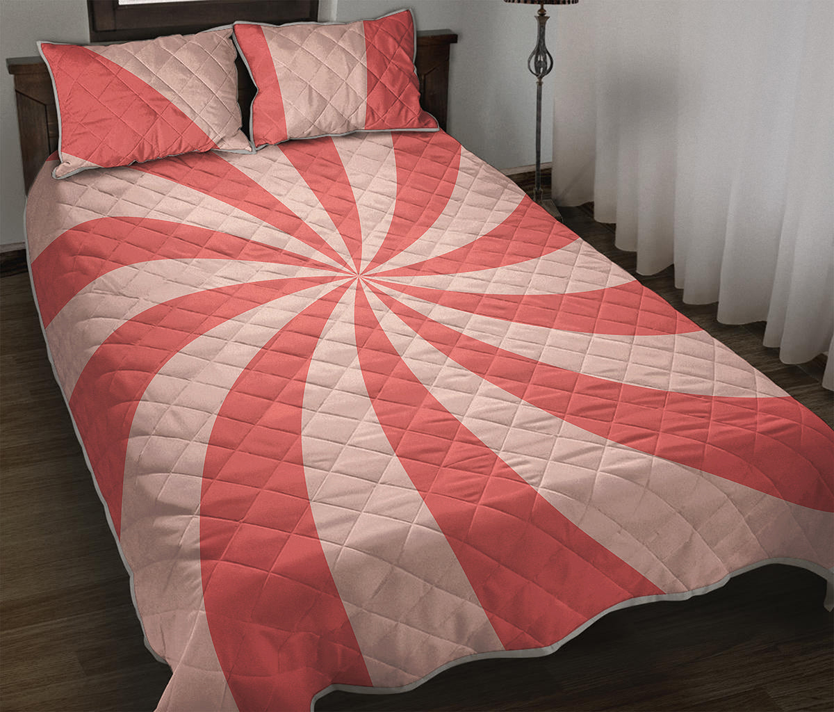 Pink Swirl Print Quilt Bed Set
