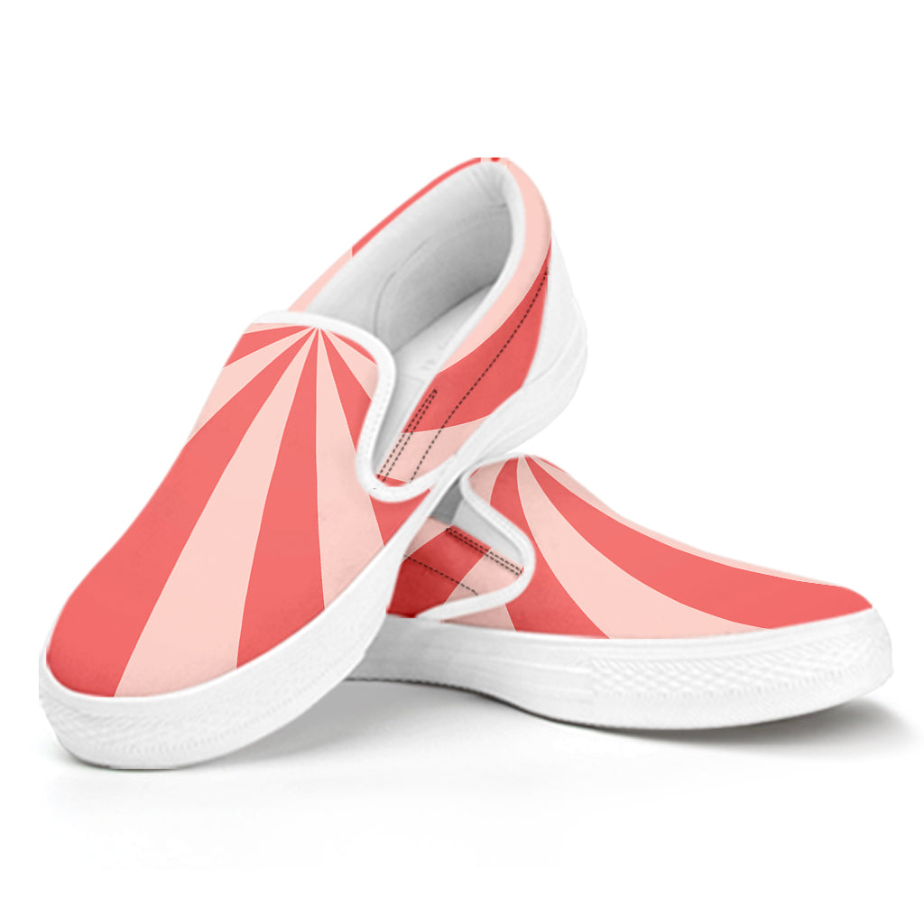 Pink Swirl Print White Slip On Shoes