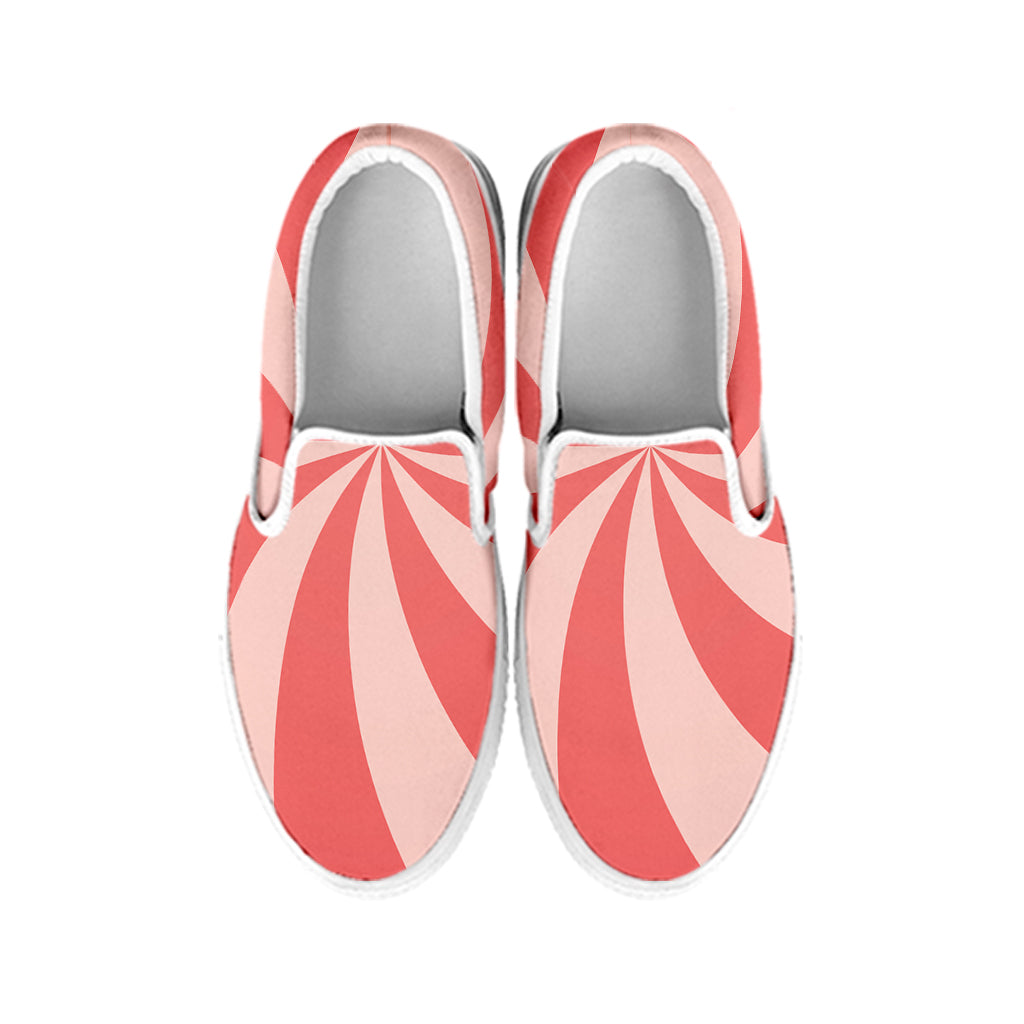 Pink Swirl Print White Slip On Shoes