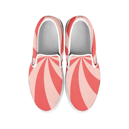 Pink Swirl Print White Slip On Shoes
