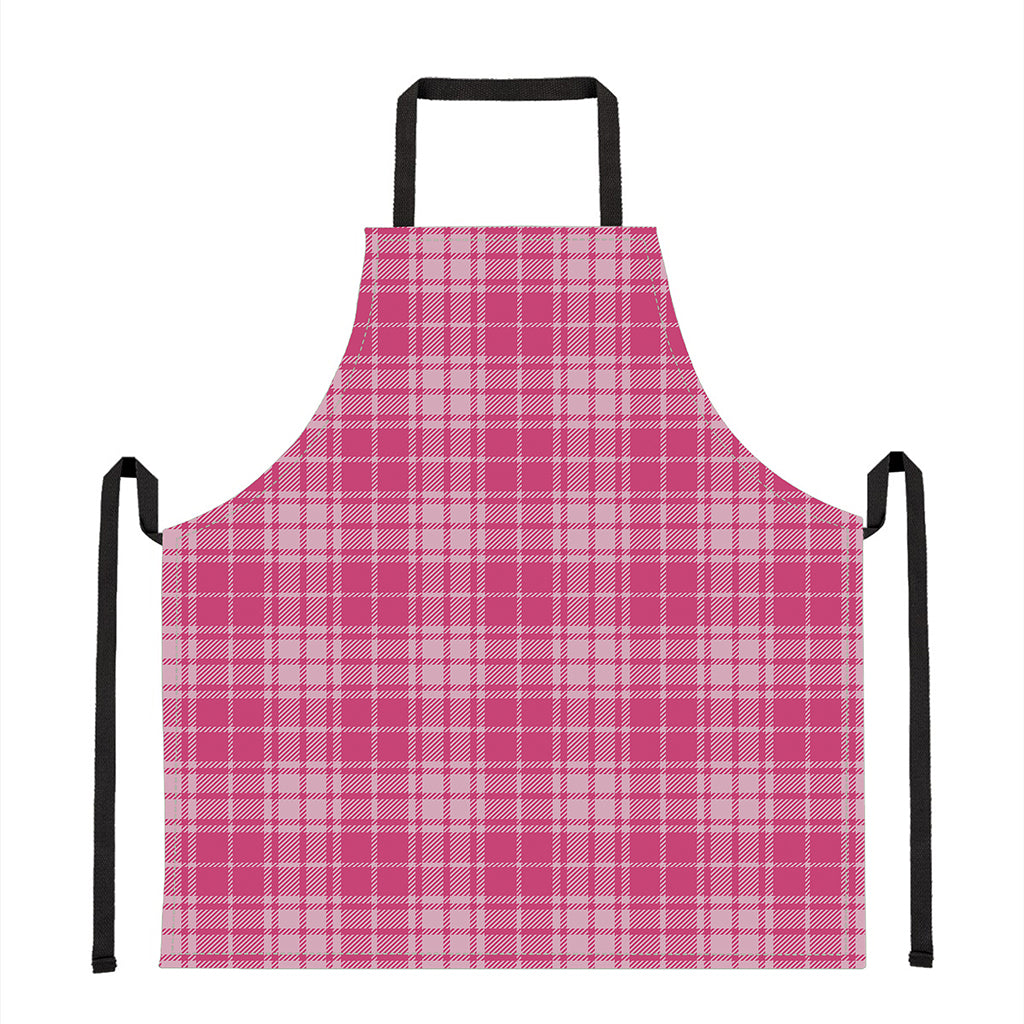 Pink Tartan Pattern Print Apron