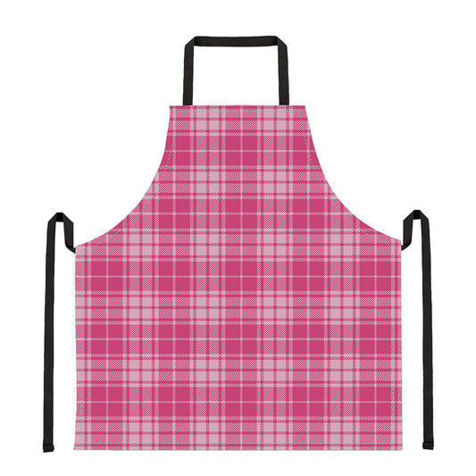 Pink Tartan Pattern Print Apron