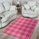 Pink Tartan Pattern Print Area Rug