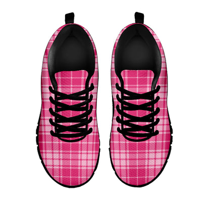 Pink Tartan Pattern Print Black Sneakers