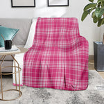 Pink Tartan Pattern Print Blanket