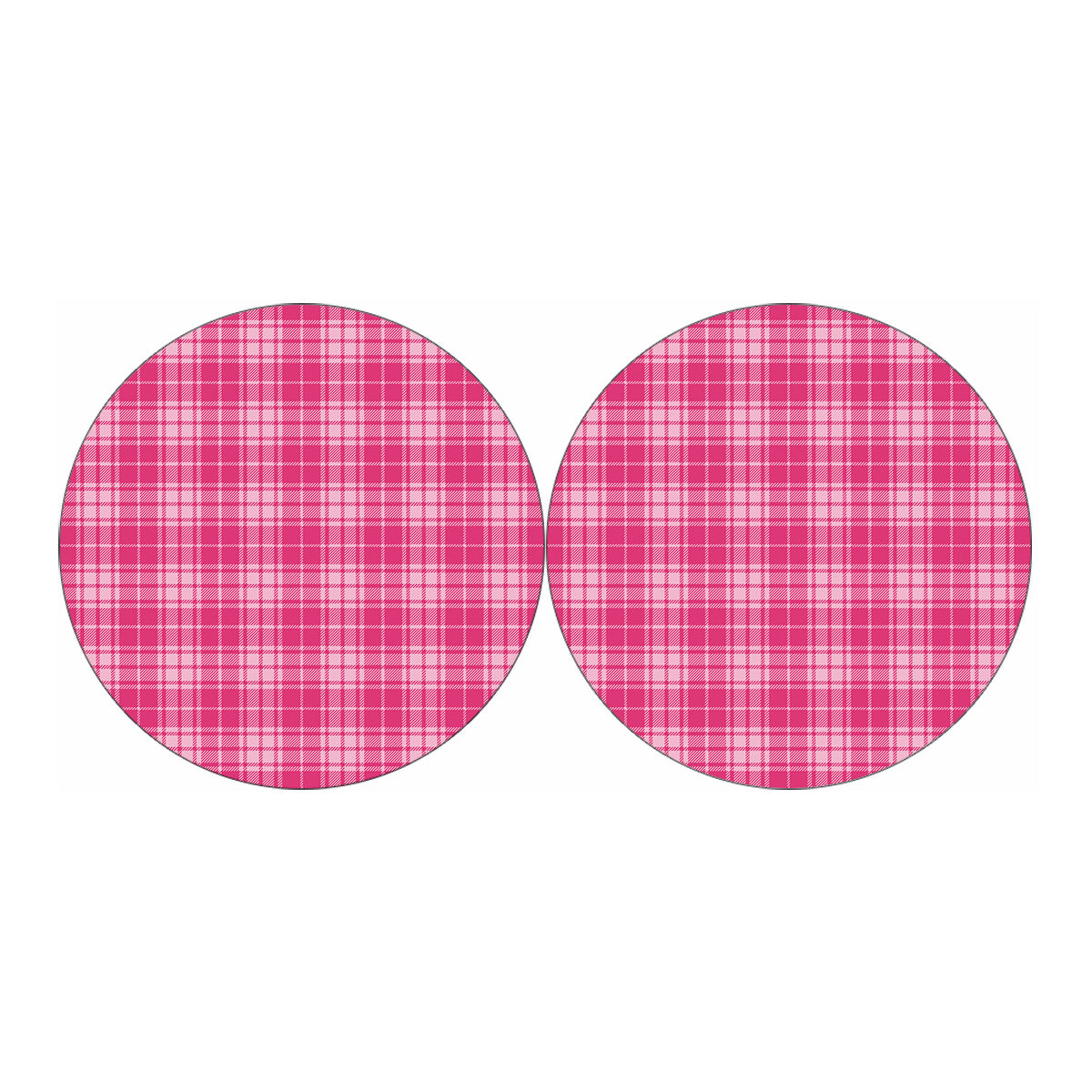 Pink Tartan Pattern Print Car Coasters