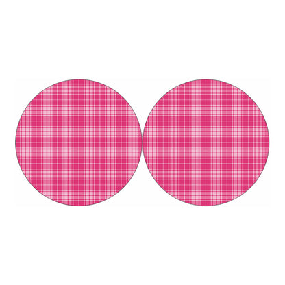 Pink Tartan Pattern Print Car Coasters