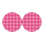 Pink Tartan Pattern Print Car Coasters