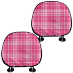 Pink Tartan Pattern Print Car Headrest Covers