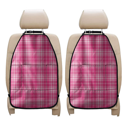 Pink Tartan Pattern Print Car Seat Organizers