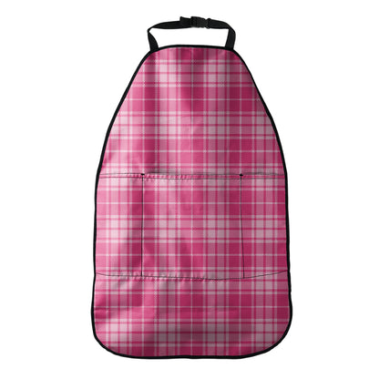 Pink Tartan Pattern Print Car Seat Organizers
