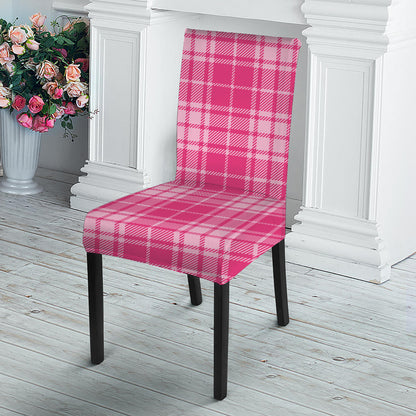 Pink Tartan Pattern Print Dining Chair Slipcover