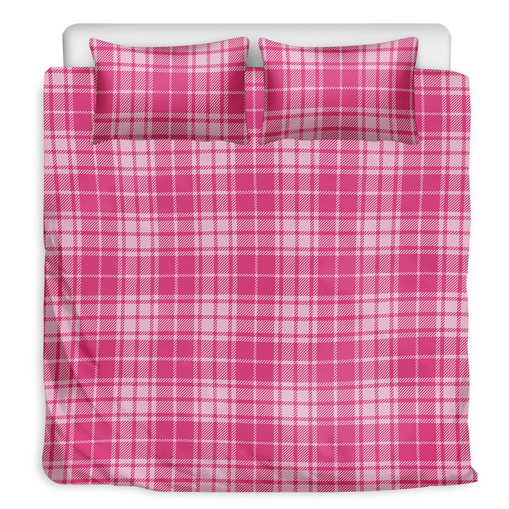 Pink Tartan Pattern Print Duvet Cover Bedding Set