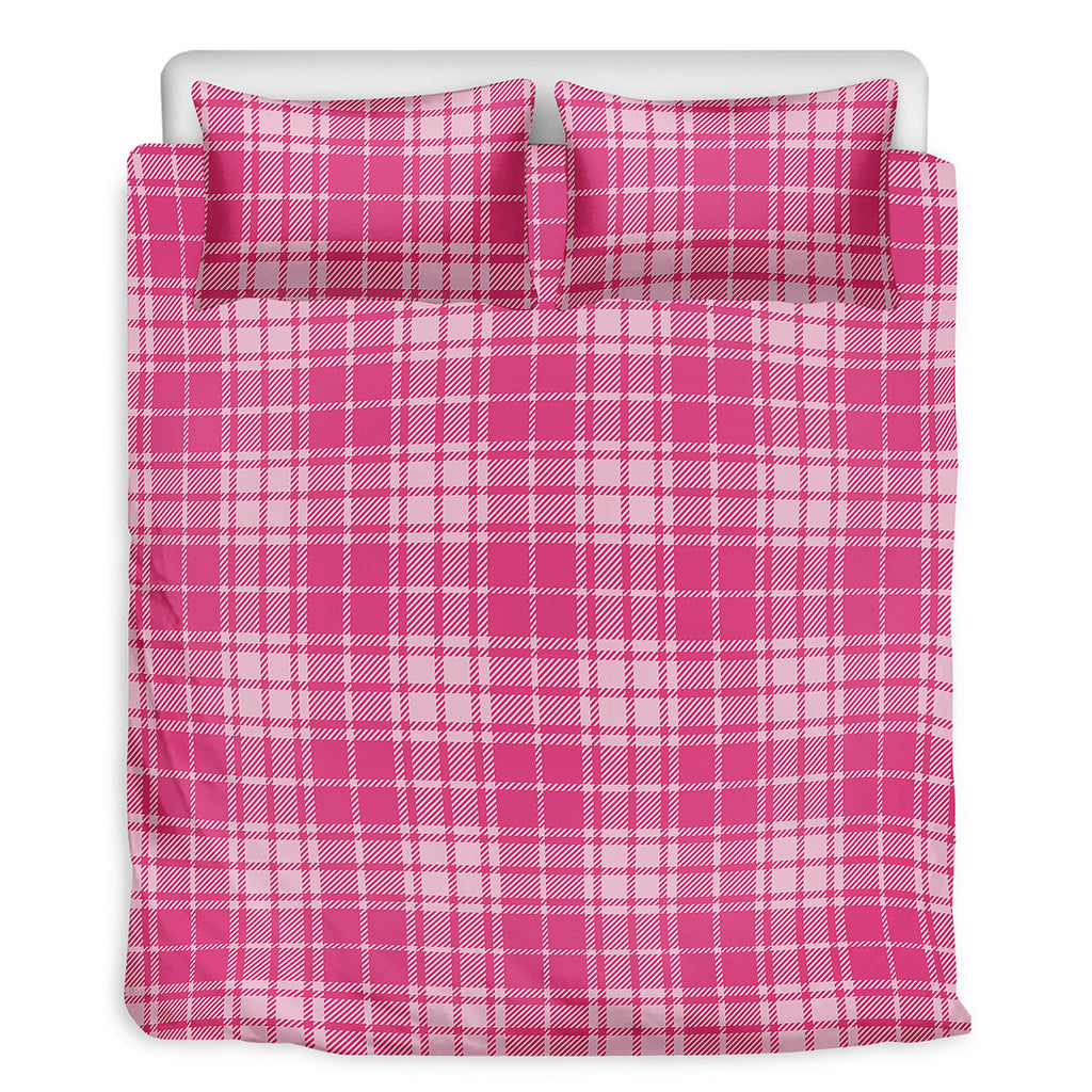 Pink Tartan Pattern Print Duvet Cover Bedding Set