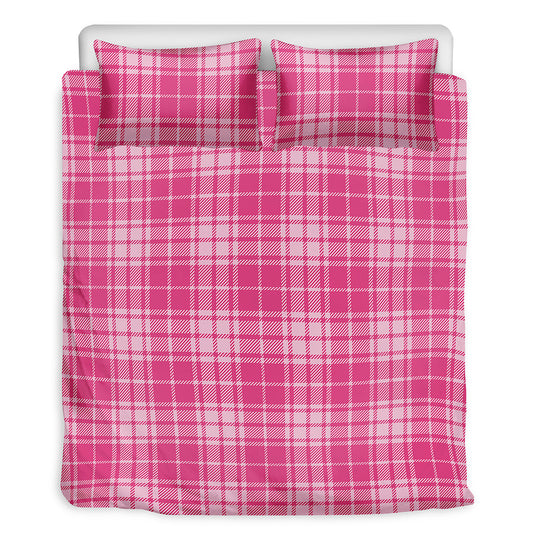 Pink Tartan Pattern Print Duvet Cover Bedding Set