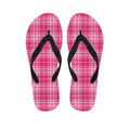 Pink Tartan Pattern Print Flip Flops