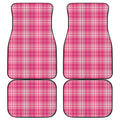 Pink Tartan Pattern Print Front and Back Car Floor Mats