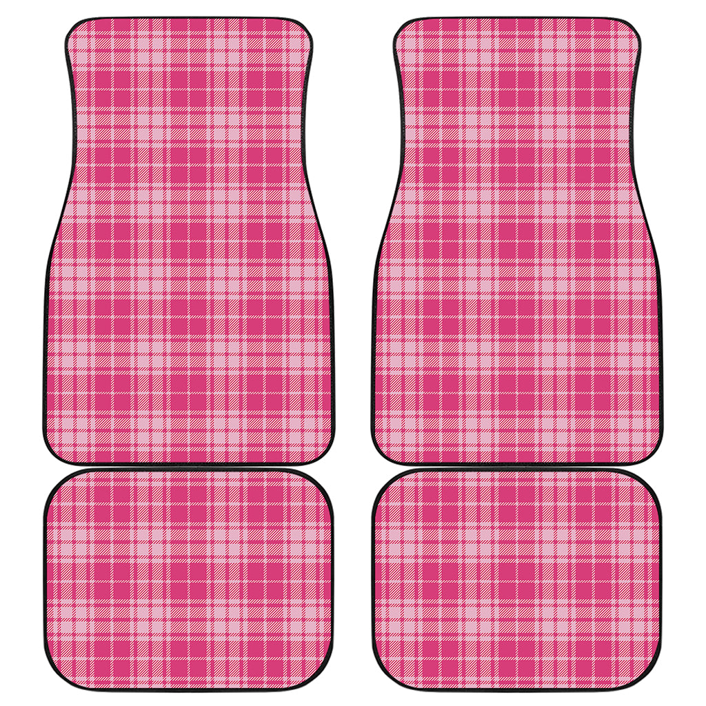 Pink Tartan Pattern Print Front and Back Car Floor Mats
