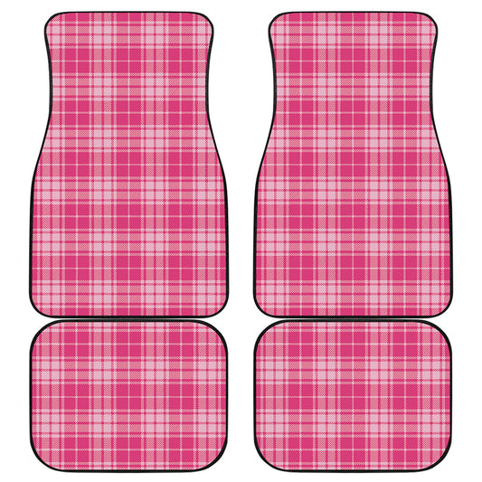Pink Tartan Pattern Print Front and Back Car Floor Mats