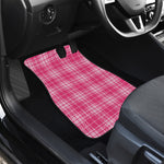 Pink Tartan Pattern Print Front and Back Car Floor Mats